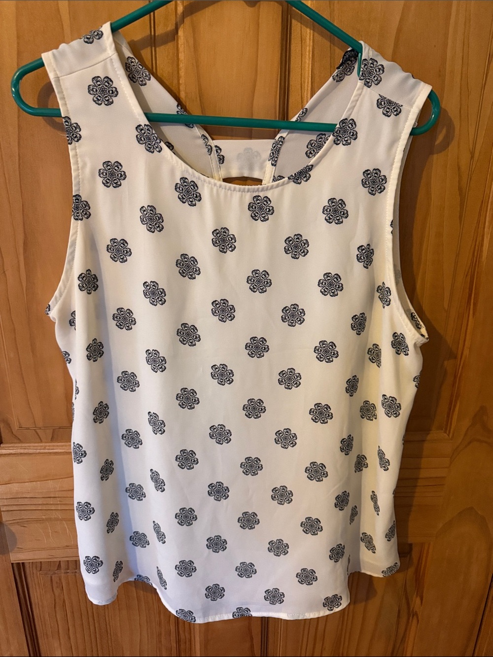 Papermoon White Sleeveless Camisole with Black Floral Motif